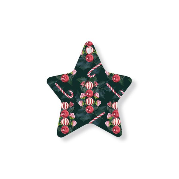 Christmas Decorations CANDY CANES- Wooden Xmas Star And Fridge Magnet Fashion