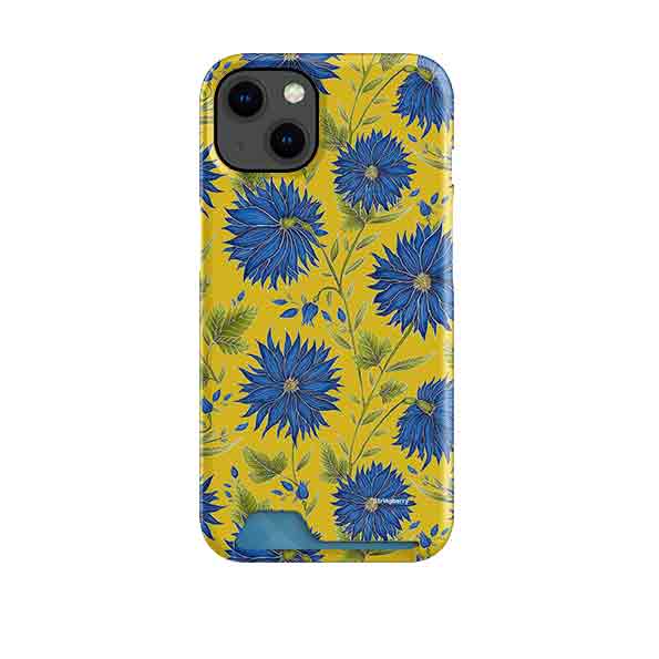 Blue Flowers Yellow Case and Card By Catherine Rowe For Cheap