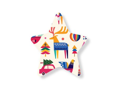 Christmas Decorations ALL IS BRIGHT II- Wooden Xmas Star And Fridge Magnet on Sale