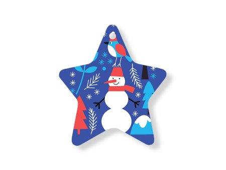 Christmas Decorations BIRD AND SNOWMAN- Wooden Xmas Star And Fridge Magnet Sale