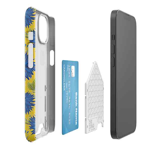 Blue Flowers Yellow Case and Card By Catherine Rowe For Cheap