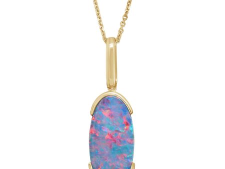 14K Yellow Gold Australian Opal Doublet Pendant on Sale