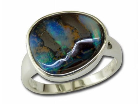 Sterling Silver Opal Boulder Ring Fashion