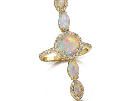 18K Yellow Gold Australian Opal Diamond Ring Hot on Sale