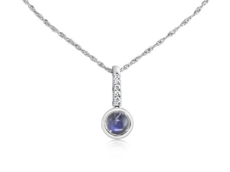 14K White Gold Moonstone Diamond Pendant Online