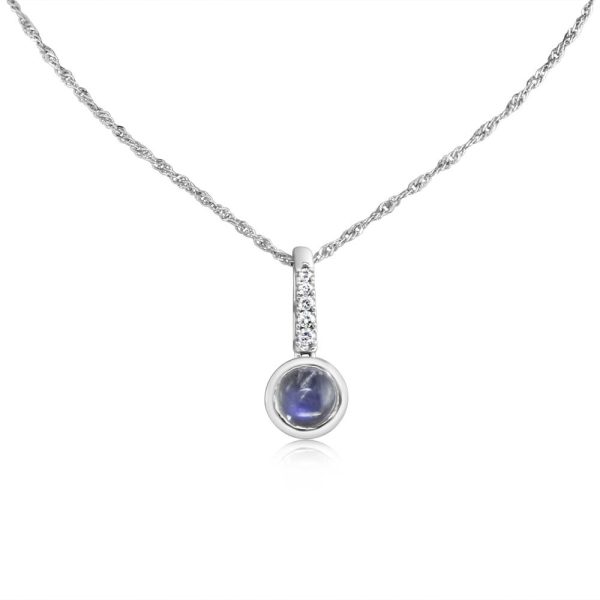 14K White Gold Moonstone Diamond Pendant Online