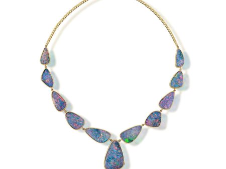 14K Yellow Gold Australian Opal Doublet Neckpiece on Sale