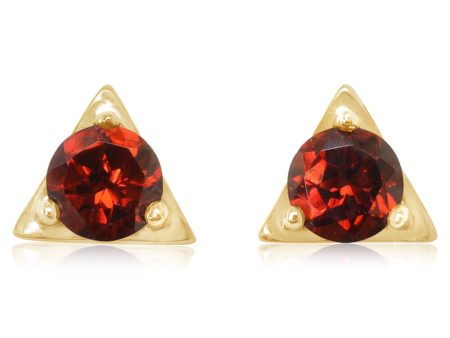 14K Yellow Gold Garnet Earrings For Discount