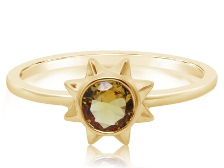 14K Yellow Gold Citrine Sun Ring Online Hot Sale